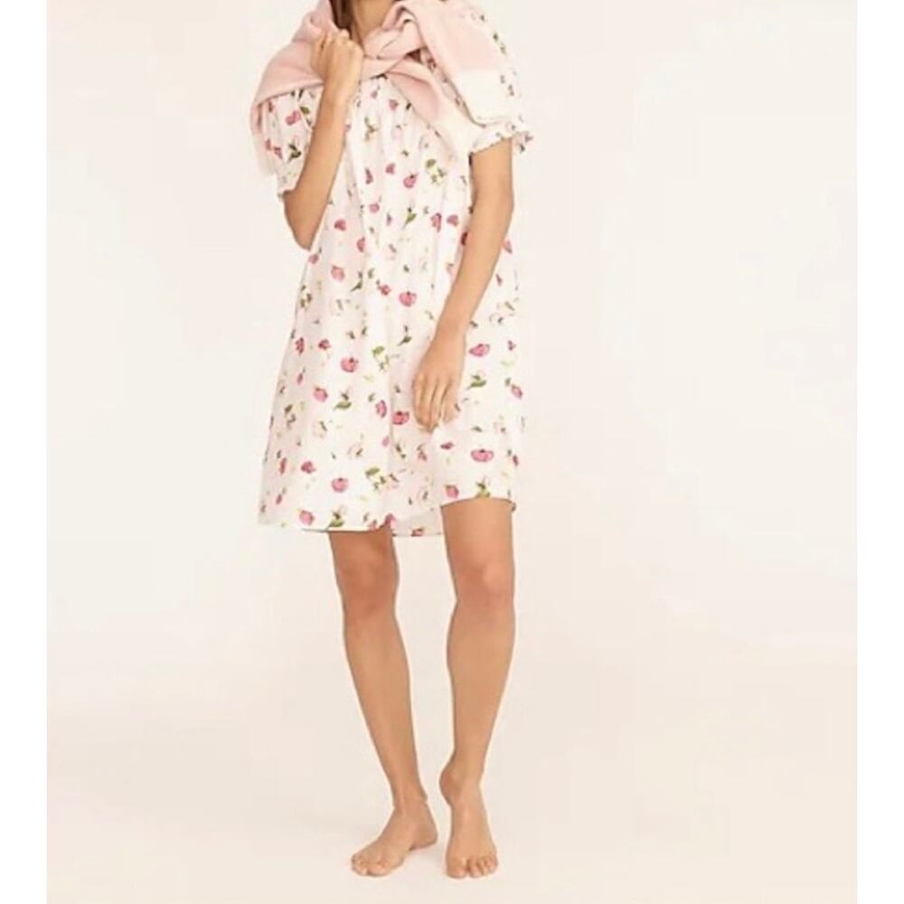 J. Crew Smocked cotton poplin sleep dress in rosebud floral